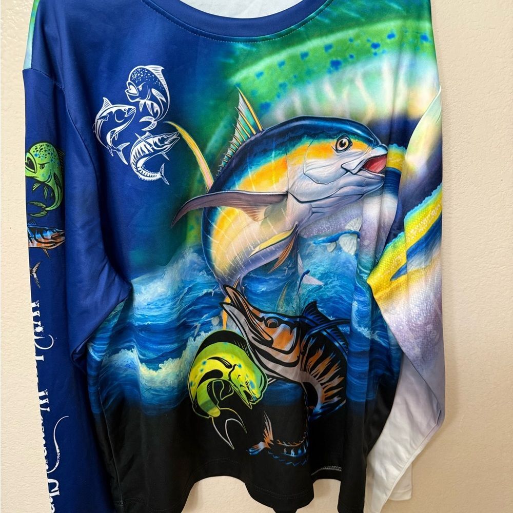 Deep Sea Bright Colors Ocean Fish Print XXL Long Sleeve. Fishingcore, Nautical